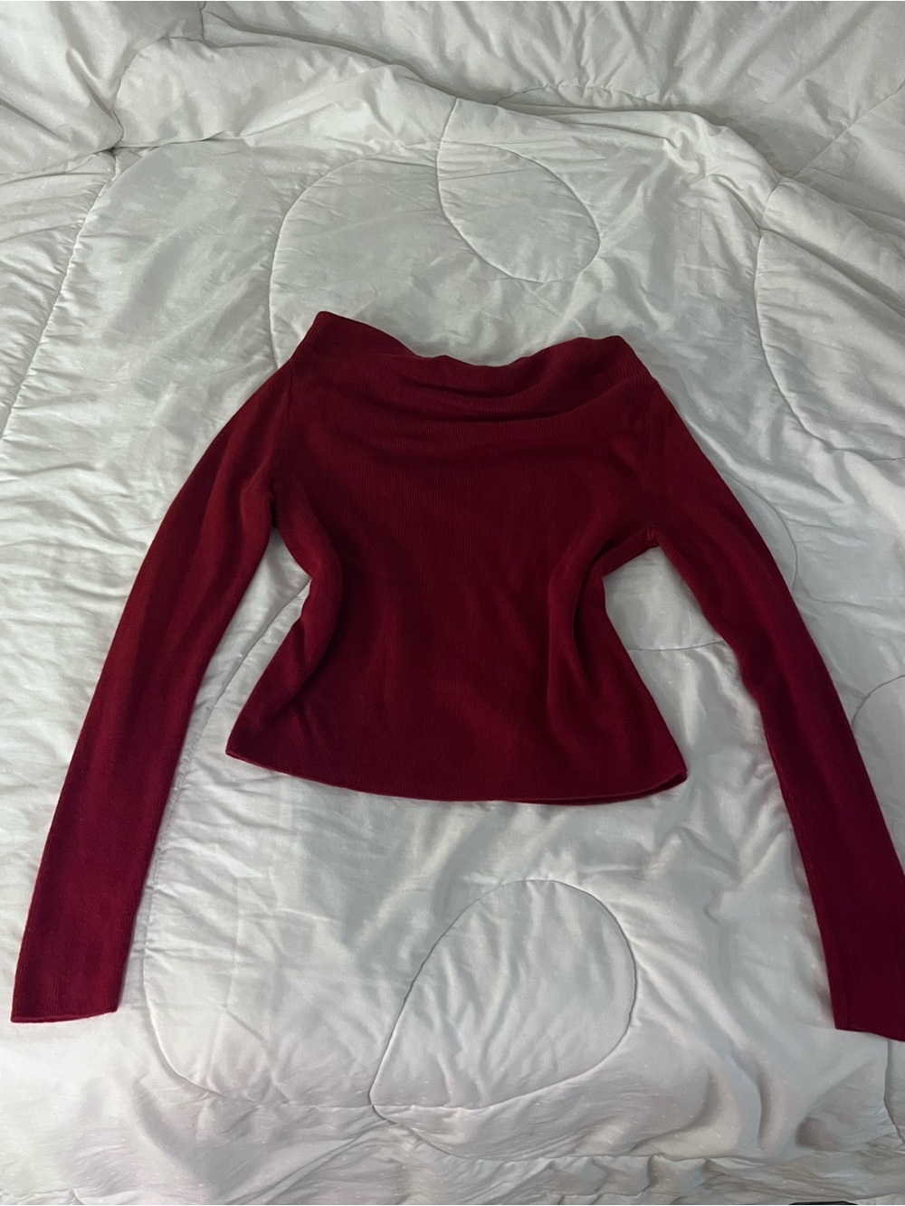 Moda International Off-the-Shoulder Long Sleeve Sweater - Burgundy
